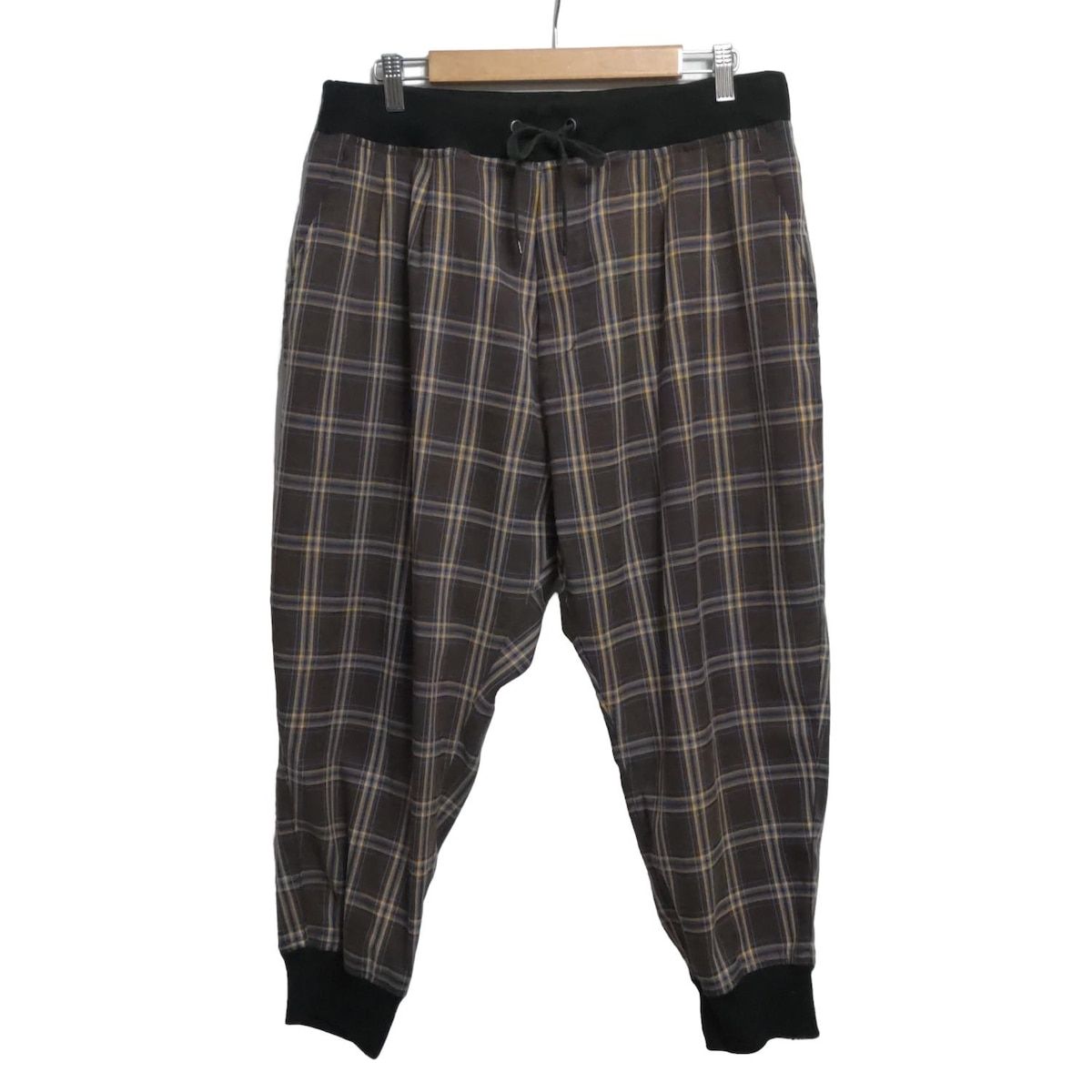 ALDIES アールディーズ パンツ サイズM メンズ - 黒×ダークブラウン×マルチ フルレングス チェック柄 ウエストゴム