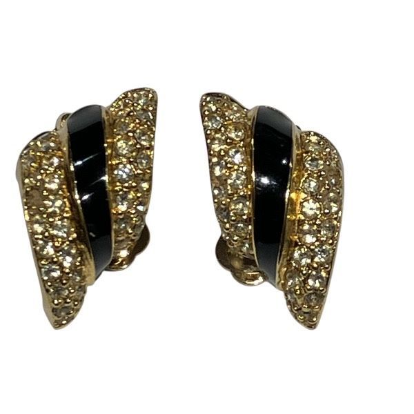 クリスチャンディオール Dior カーブフォルム ラインストーン ブランド小物 イヤリング レディース