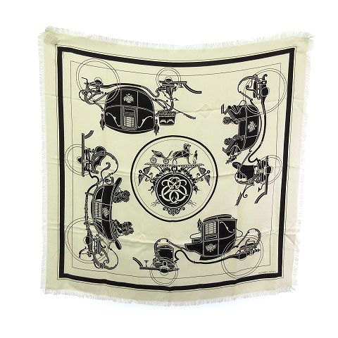 エルメス HERMES カレ80 スカーフ EX-LIBRIS フリンジ エクス