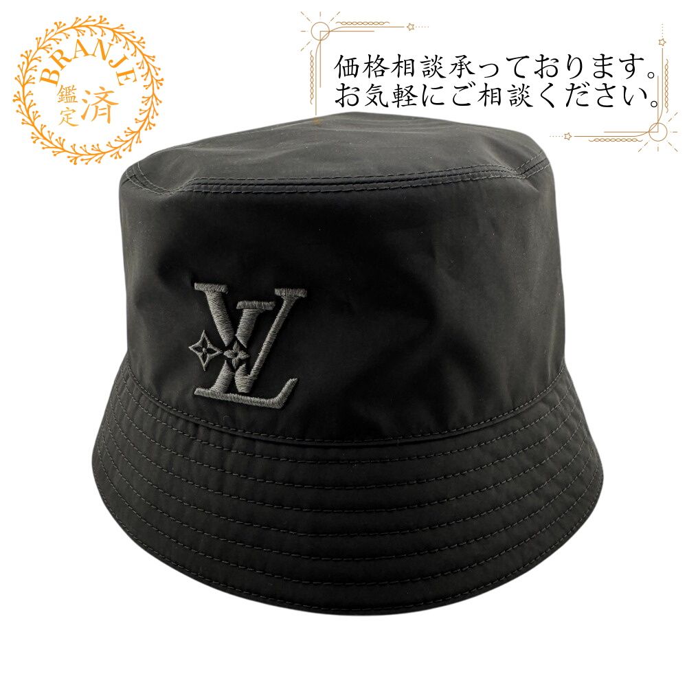 ５％OFF フォロワークーポン LOUIS VUITTON ルイヴィトン ルイヴィトン M7725L LVスマッシュレイン ハット ブラック ユニセックス