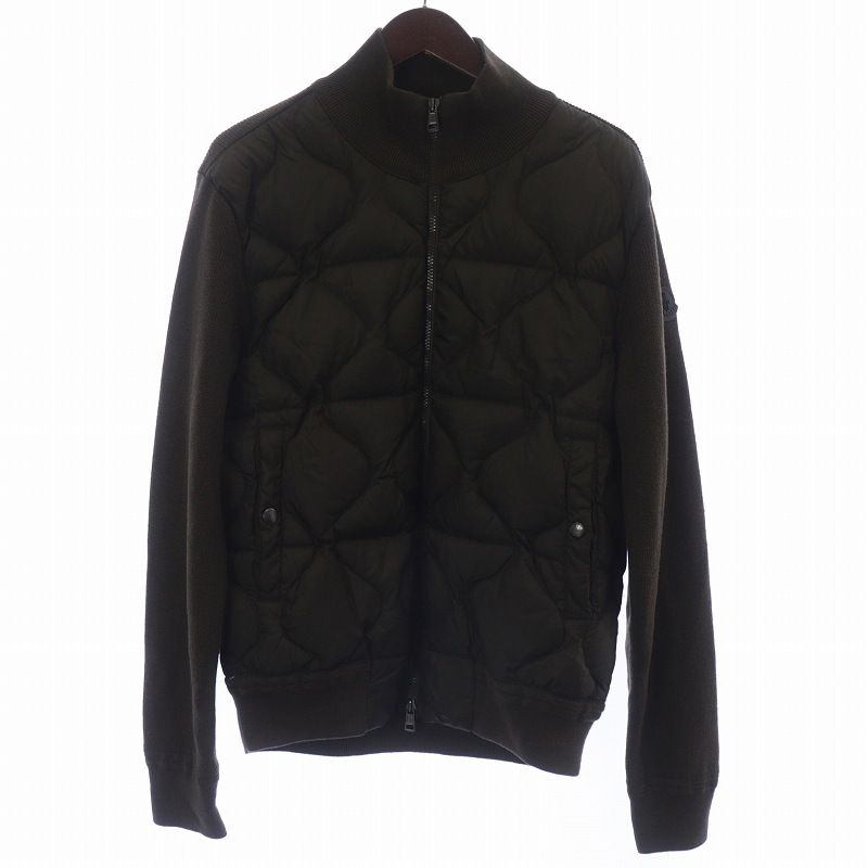 モンクレール MONCLER 18AW MAGLIONE TRICOT CARDIGAN ニット切替 ダウンジャケット キルティング ウール M カーキ D20919418900 97551 /AQ GY18