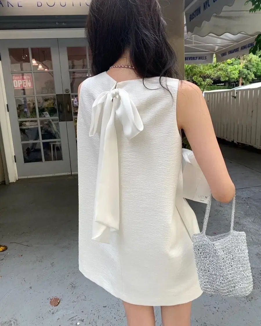 ルプレイン ザ リボン ONE PIECE 白 ツイード ミニワンピース