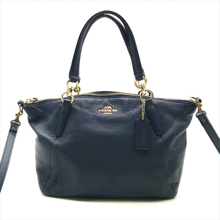 美品 COACH コーチ 2WAY ハンド ショルダー バッグ ネイビー k2231 