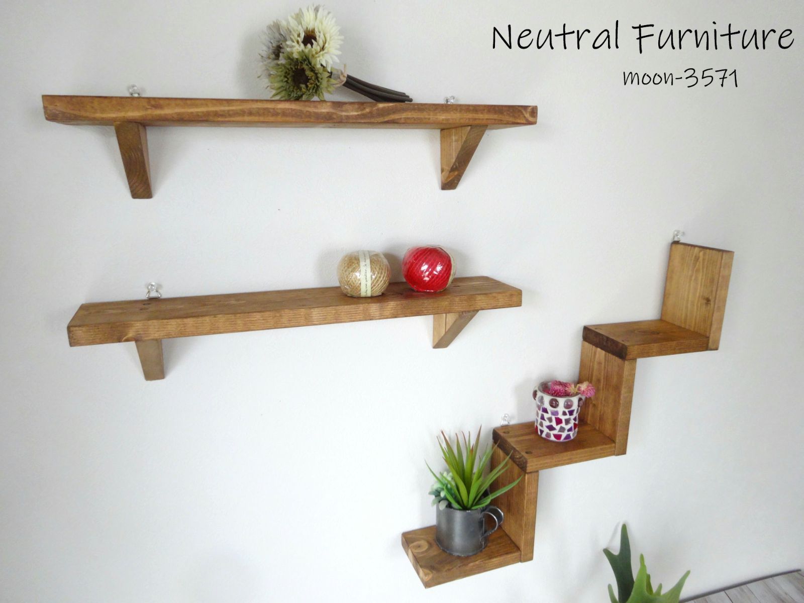 ハンドメイド カップボード3段ワイドタイプ （ダークチーク色）