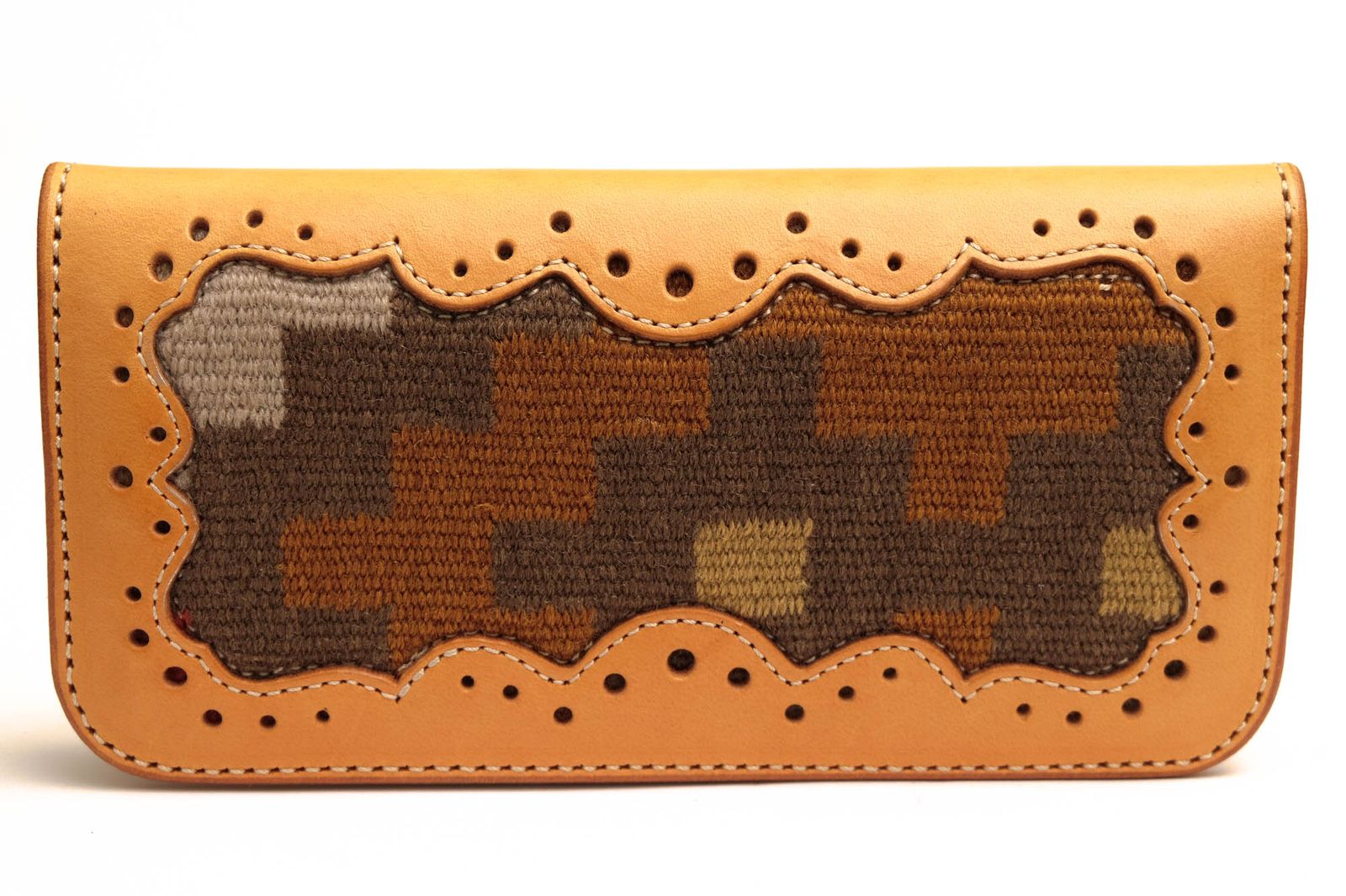 ケイシイズ／KC's 長財布 財布 ウォレット メンズ 男性 男性用ウール 毛 レザー 革 ブラウン 茶  GALLUP RUG GRADATION LONG WALLET ギャラップ ラグ グラデーション ロングウォレット ブローギング 小銭