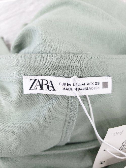 ZARA タグ付き　ミントグリーン ノースリーブ ひざ丈ワンピース 新品タグ付き【ZARA】ソフトミディニットワンピース