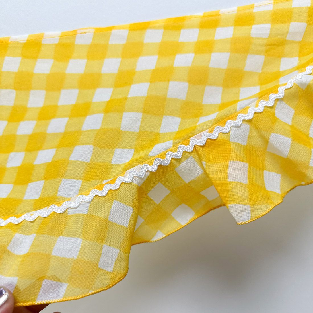 キッズ・黄色×白ギンガムチェックフリルピキージョ(ce-88)／フラメンコ