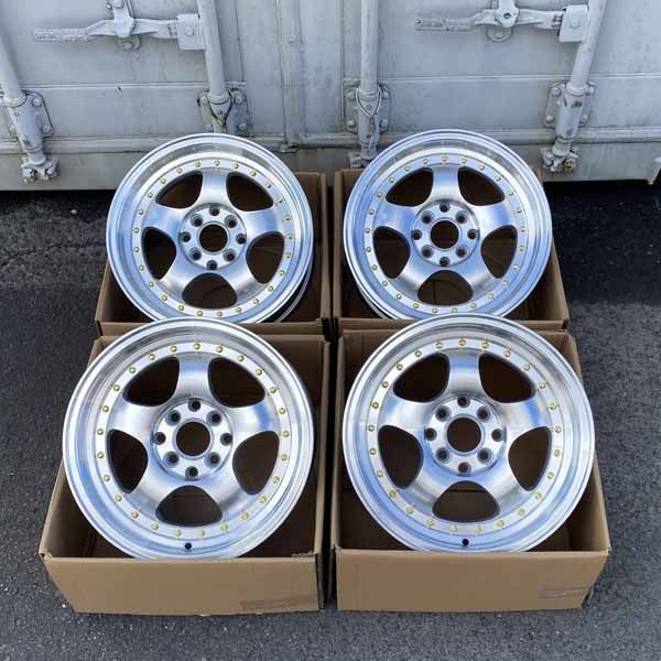 シルバーマシン 数量 !! 15×7.0J 38 PCD100 114.3 4H- 8穴 15インチ ホイール 単品 4本セット 1台分価格