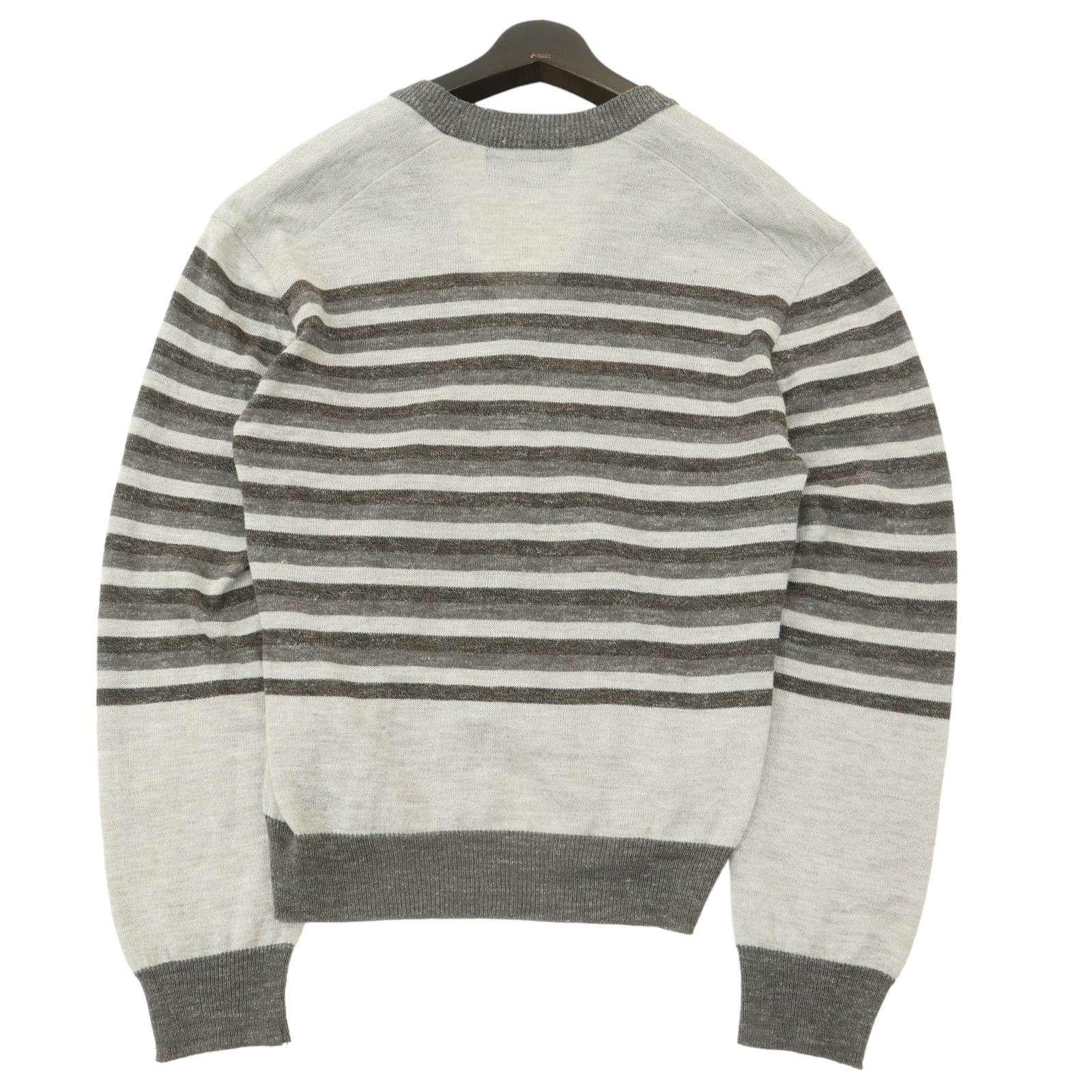 Milok ミロック ヘンプ混☆ ボーダー ニット カーディガン Sz.XS