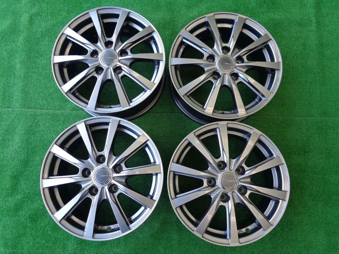 6J-15インチ 5H114.3 45 グラス 社外 ホイール 4本 セレナ15インチ装着車などに♪