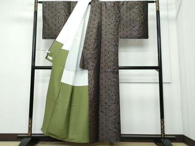 平和屋着物●本場大島紬　麻の葉草花文　やまと誂製　正絹　逸品　CAAR8029vf 平和屋着物○本場大島紬 麻の葉草花文 やまと誂製 正絹 逸品