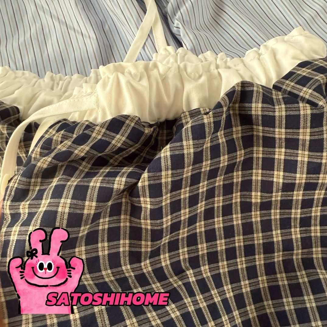 【新品未使用】aeae ギンガムチェック ラウンジ パジャマ パンツ ネイビー 韓国 AEAE 25SS Pajama Lounge Pants エーイーエーイー Y2K