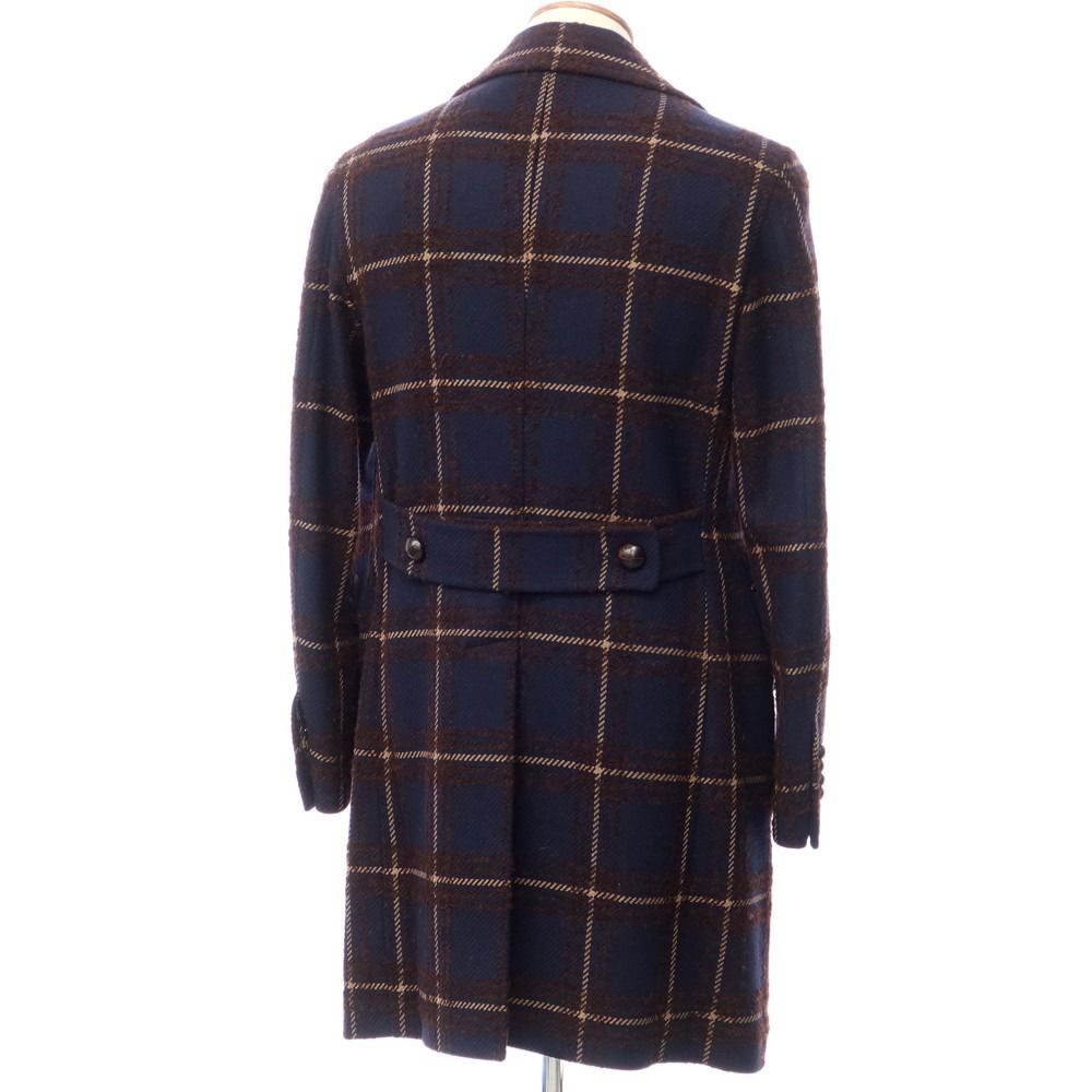 TAGLIATORE ネイビー チェック ダブルブレストコート