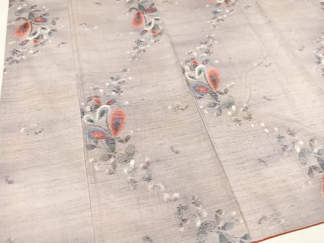 平和屋着物○小千谷紬 流水菊文 正絹 逸品 AAAZ1805ph