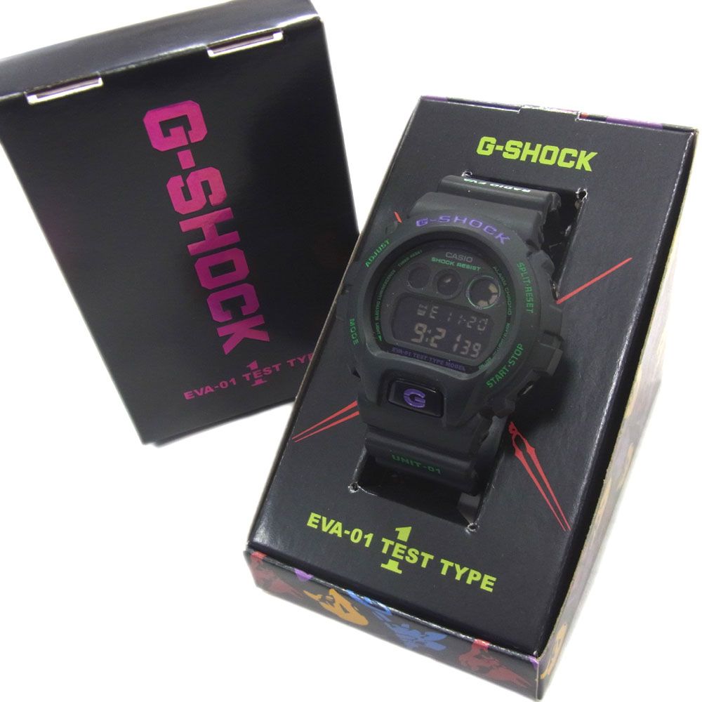 美品 レアGショック エヴァンゲリオン 初号機 ウォッチ 腕時計 CASIO G-SHOCK EVANGELION RADIO EVA DW-6900  メンズ ブラック 正規品 - 東京 正規 店