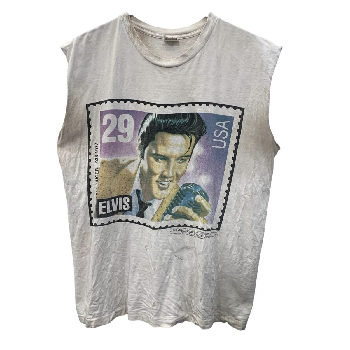 半袖 プリントTシャツ L ホワイト プルオーバー エルビス