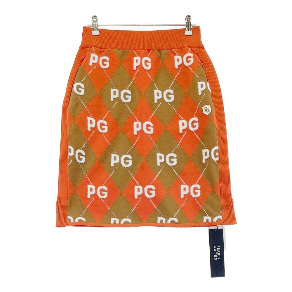 サイズ 1 PEARLY GATES パーリーゲイツ 055-1234914 ニットスカート アーガイル柄 オレンジ系 240101532657 ゴルフウェア レディース ストスト