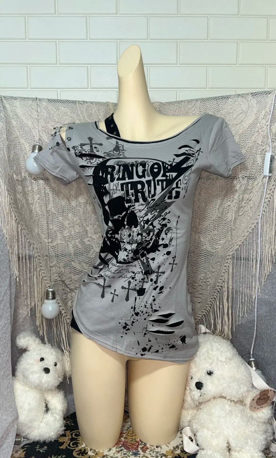 パンク ゴシック ゴス フェアリー オリエンタル ギャル y2k nana 地雷系 スカル 半袖