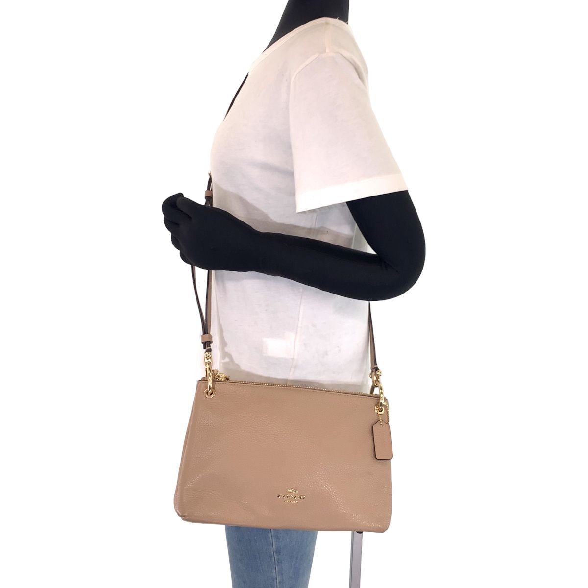 COACH コーチ ミア クロスボディ ベージュ ゴールド金具 レザー F76645 