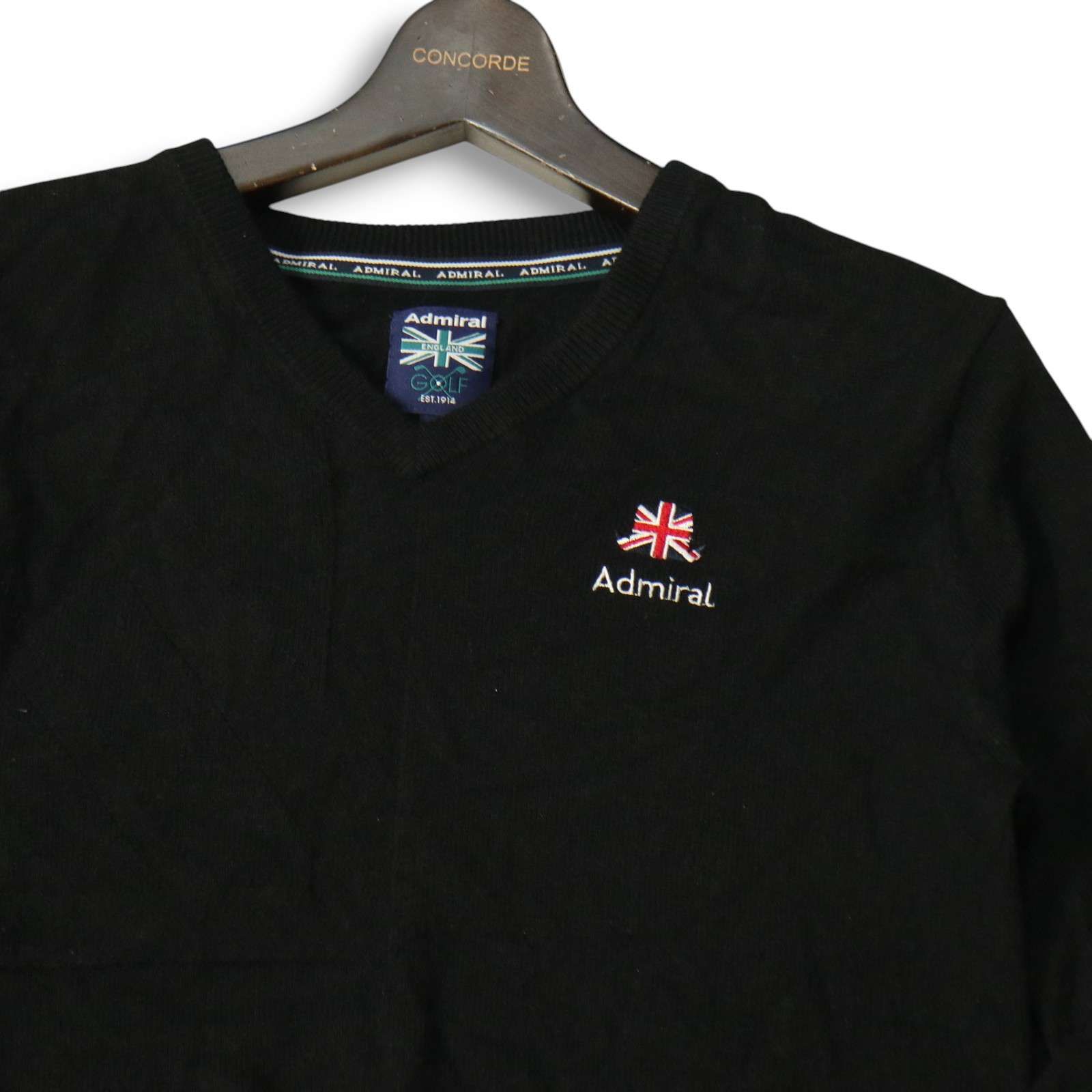 ☆SALE価格☆アドミラル セーター 黒 地模様 ロゴ刺しゅう ニット