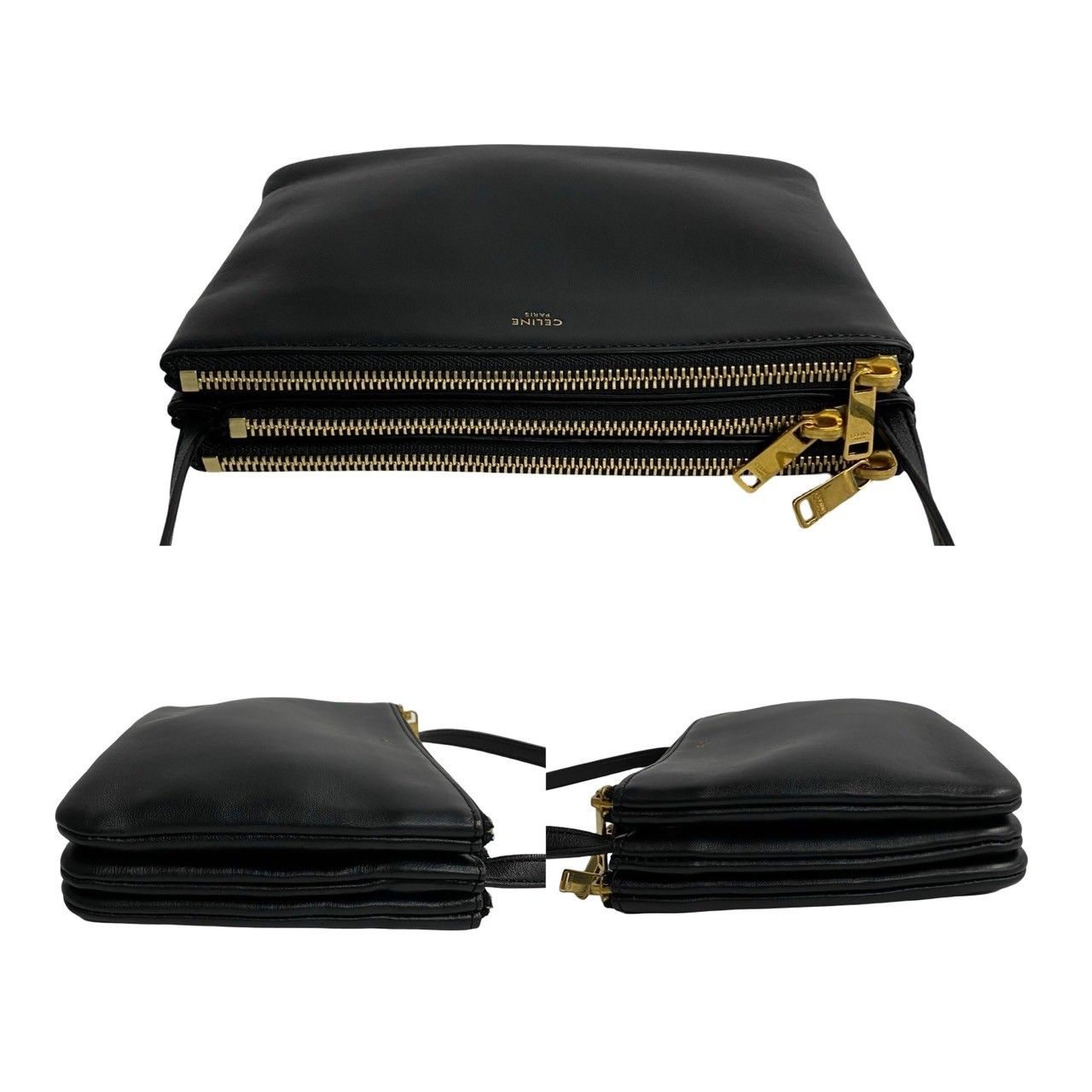 美品✨ セリーヌ トリオ スモール ショルダーバッグ 保存袋あり ブラック 黒 希少美品✨】 セリーヌ トリオ スモール ショルダーバッグ 旧ロゴ