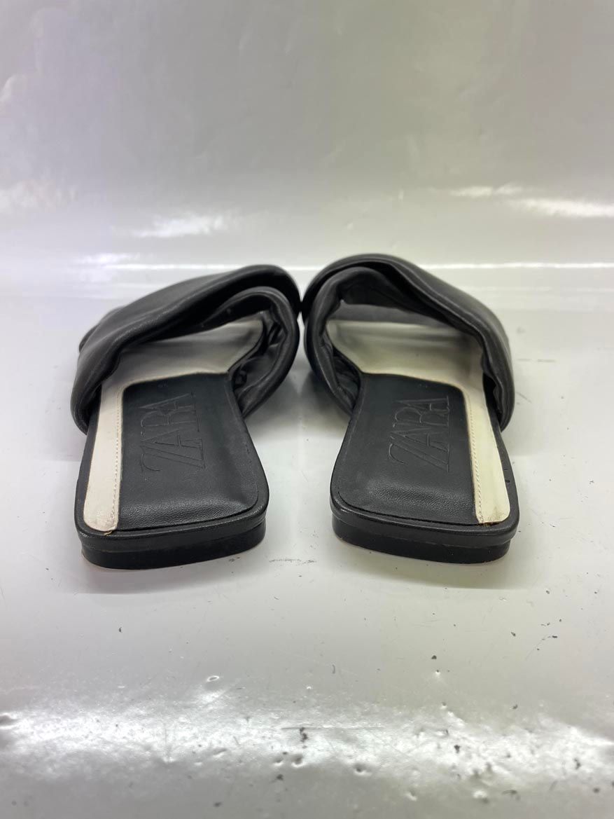 ZARA ザラ フラット クロス ミュール サンダル size35/黒