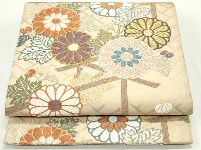 平和屋着物●六通柄袋帯 唐織 檜垣草花文 金銀糸 正絹 逸品 DAAV9274ob