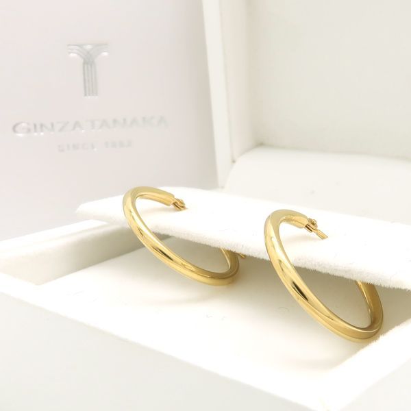 田中貴金属 K18 フープピアス 20mm イエローゴールド 美品 箱付