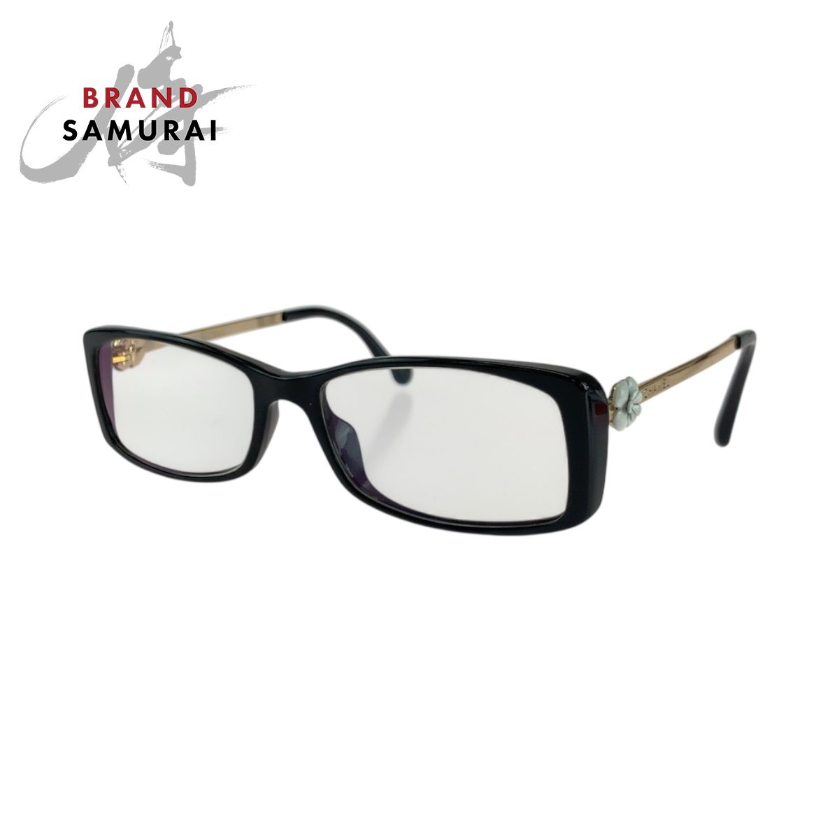 CHANEL シャネル ブラック 黒 ホワイト シルバー金具 プラスチック 3195 A 53▫︎16 135 メガネフレーム レディース 503098