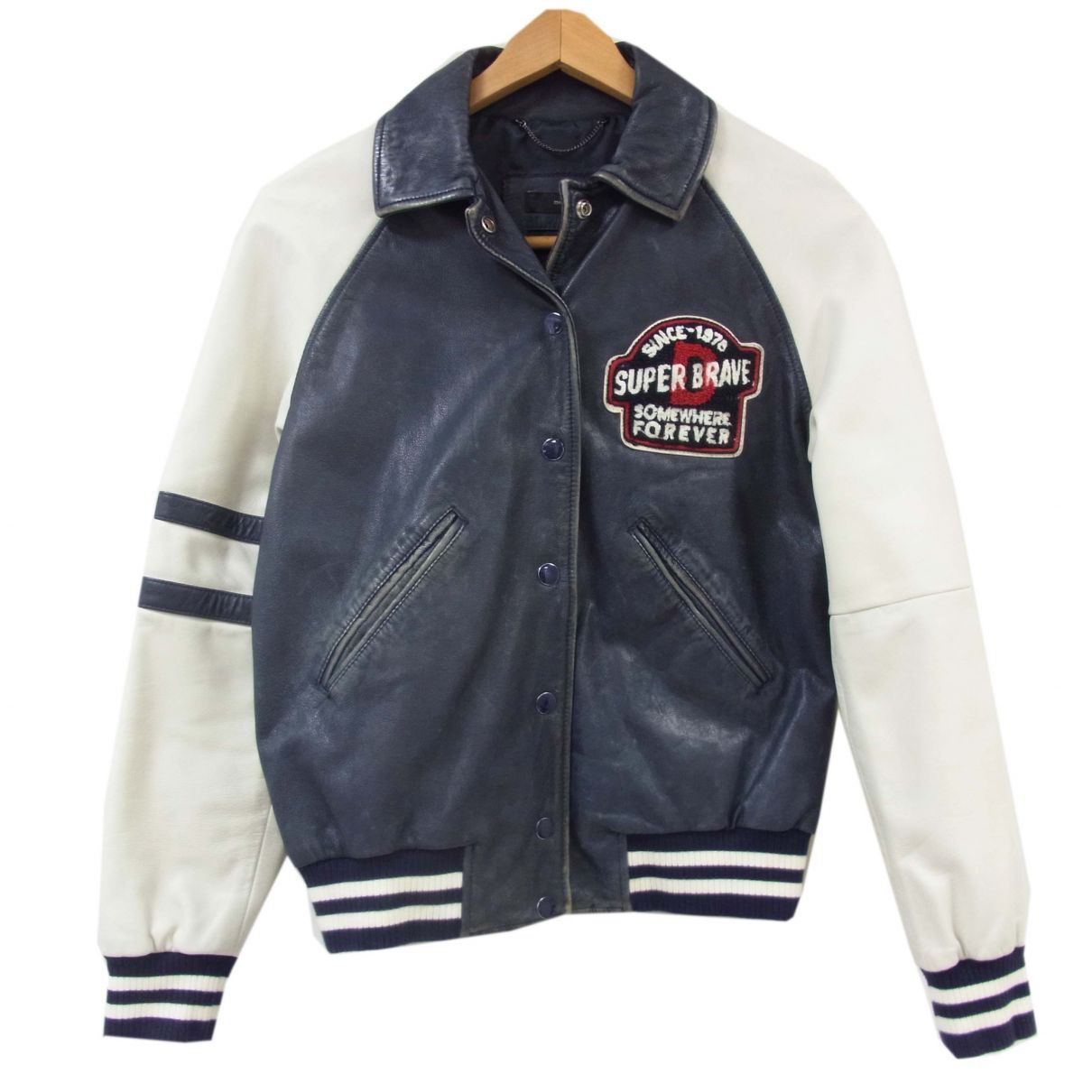 PINK HOUSE ピンクハウス キューピー袖革スタジャン　希少ブラウン系 PINK HOUSE ピンクハウス キューピー袖革スタジャン 希少ブラウン系