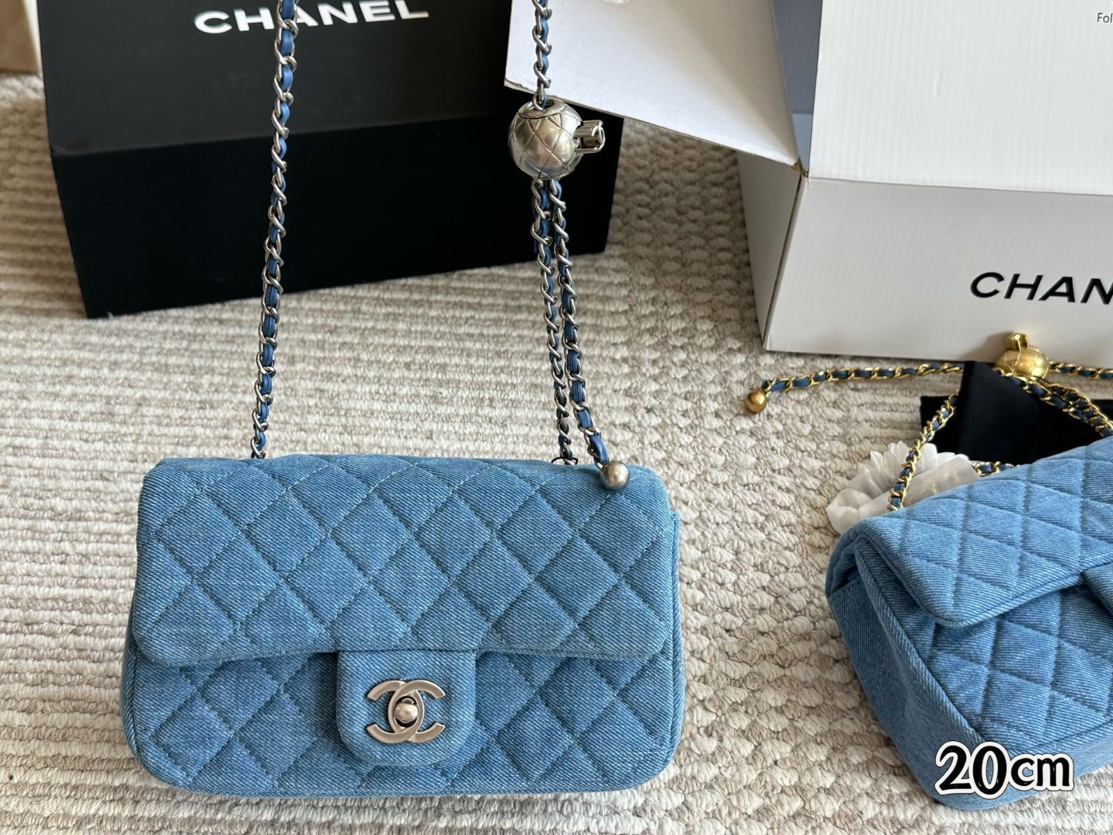 今日特価】Chanel デニム ゴールドボール クラシックフラップ