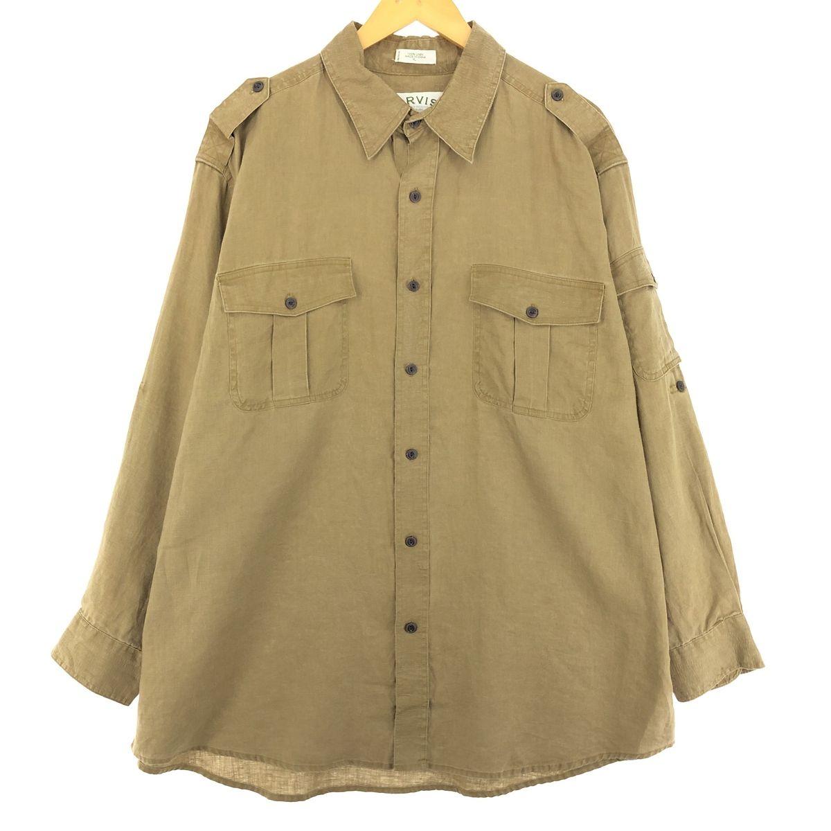 古着 ORVIS リネン ミリタリーシャツ メンズXL/eaa444665