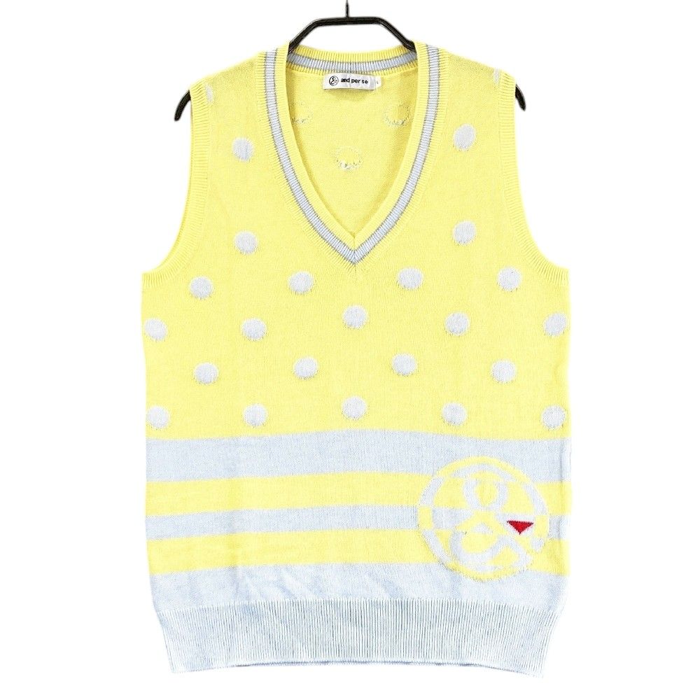 てつあん サイズ：L AND PER SE アンパスィ ニットベスト ドット柄 イエロー系