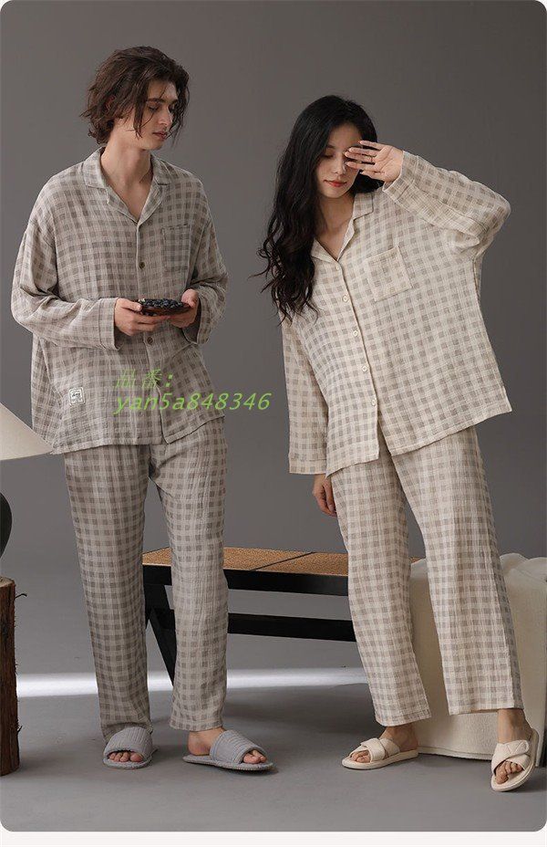 ケア ペアパジャマ 長袖 長パンツ 春 秋 ルームウェア パジャマ カップル部屋着 韓国風 寝間着 メンズ yan5a848346 トレンド