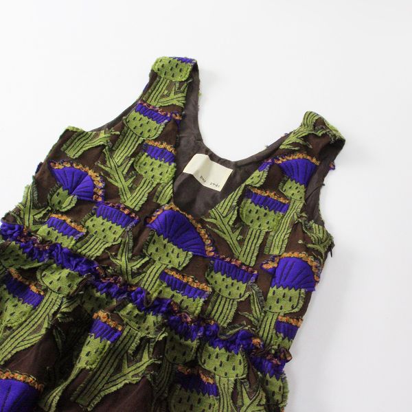 peu pres プープレ あざみ ジャガード ノースリーブワンピース F 