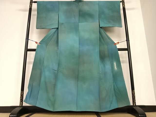 平和屋着物●染色作家 斉藤三才 小紋 霞文 暈し染め 正絹 AABB6526zg