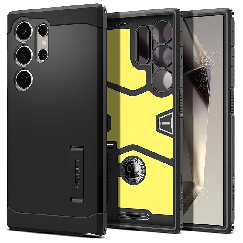 Spigen Galaxy S24 Ultra ケース 耐衝撃 スタンド付き 米軍MIL規格取得 耐衝撃 SC-52E | SCG26 三層構造 スマホスタンド カメラ保護 傷防止 衝撃 吸収 Qi充電 ワイヤレス充電 タフ・アーマー ACS07300 ( 0