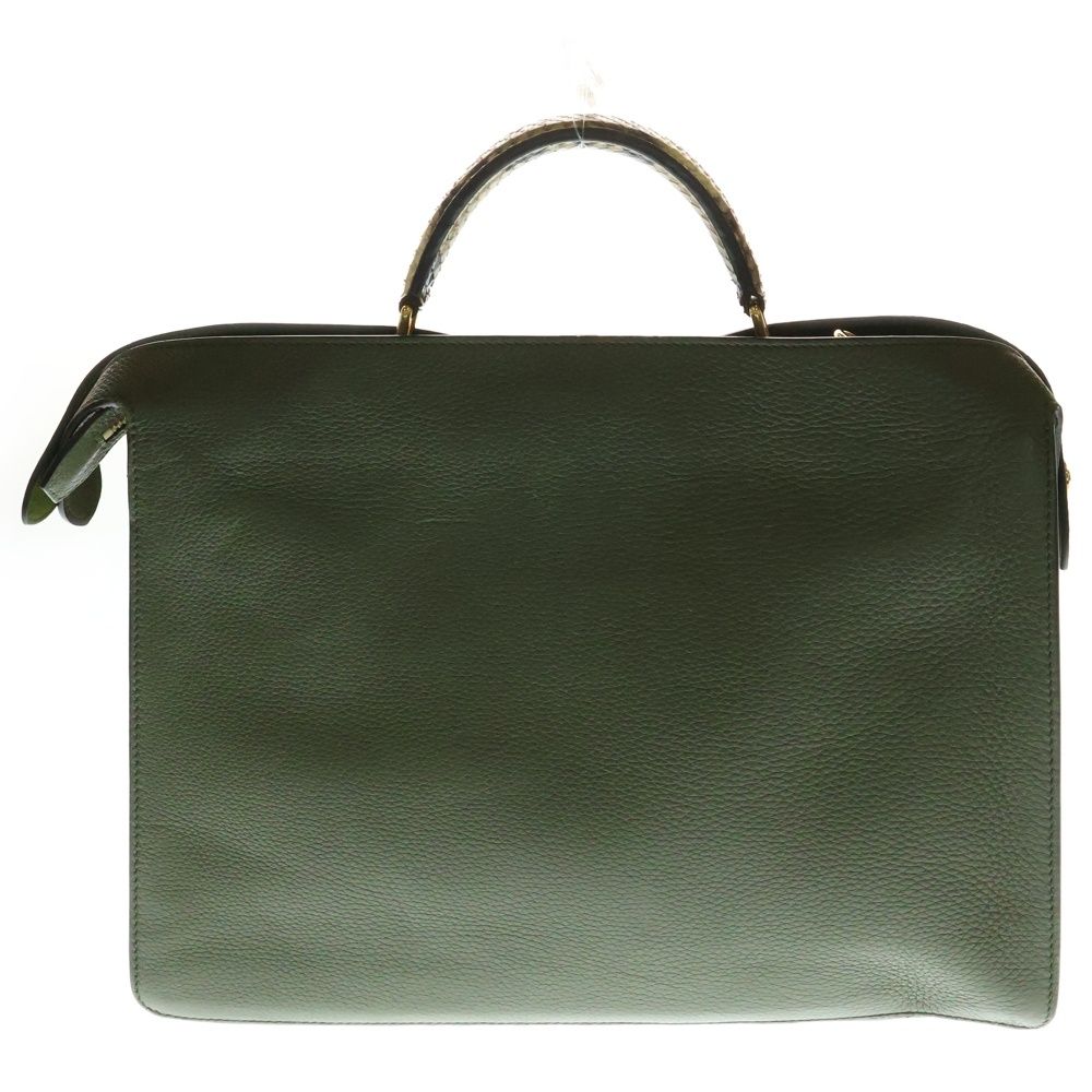 FENDI フェンディ ピーカブー ラージ パイソン コンビレザー 2WAY ハンド ショルダーバッグ ゴールド金具 グリーン