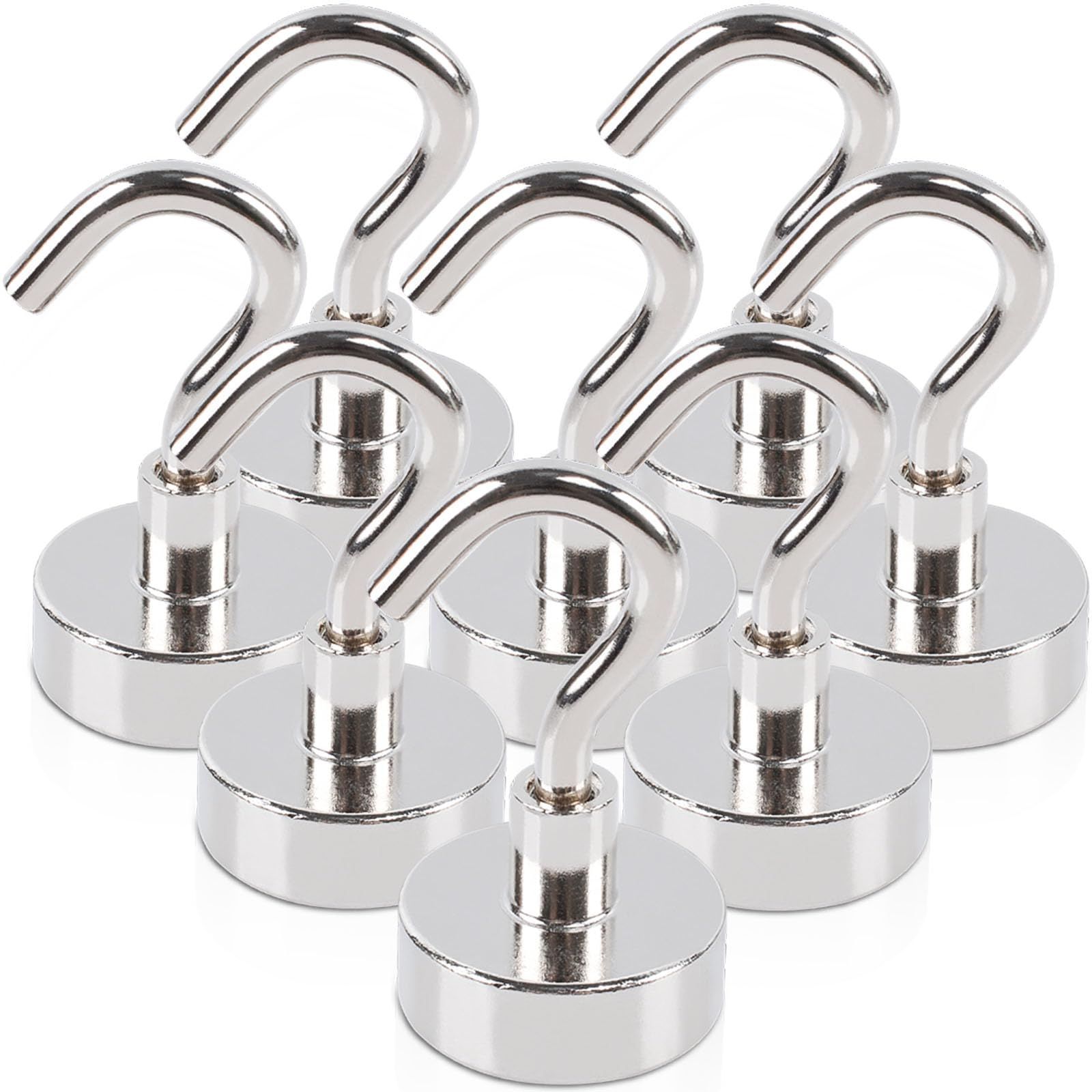 Size:20mm-8個セット 8個セット 超強力 マグネット フック 直径20mm 垂直負荷能力8KG 磁石 フック 防錆 強力 収納 フック 壁掛けフック 磁石付き キッチン 玄関 冷蔵庫 オフィス キー 浴室に適用