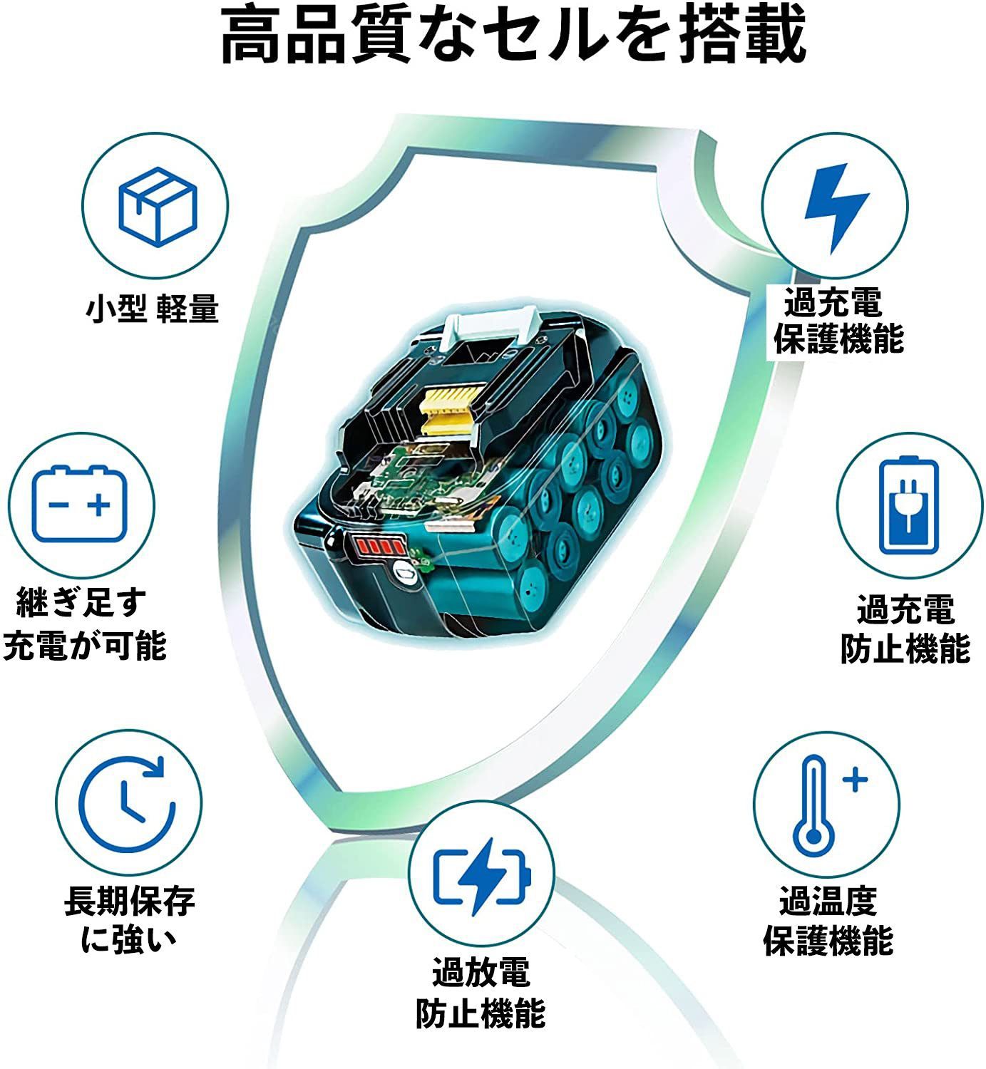 3ヶ月保証】マキタ 18V BL1860B 大容量 6.0Ah 互換 バッテリー makita 残量表示付き PSE認証済 - メルカリ