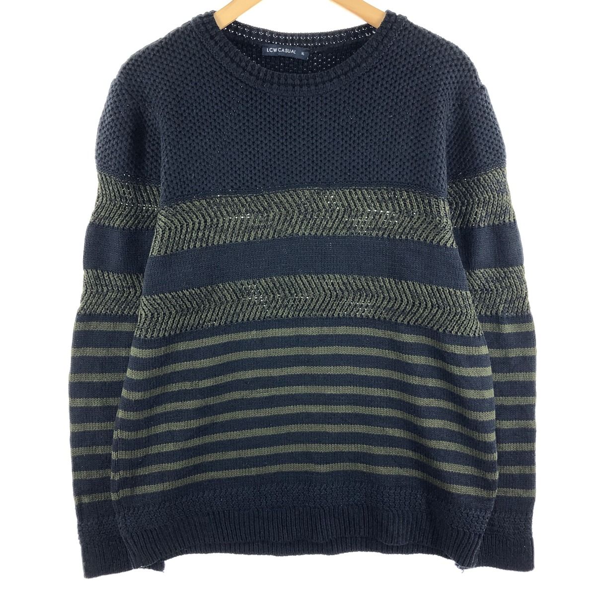 2025人気No.1の 古着 LCW メンズM アクリルニットセーター ボーダー柄 CASUAL トップス