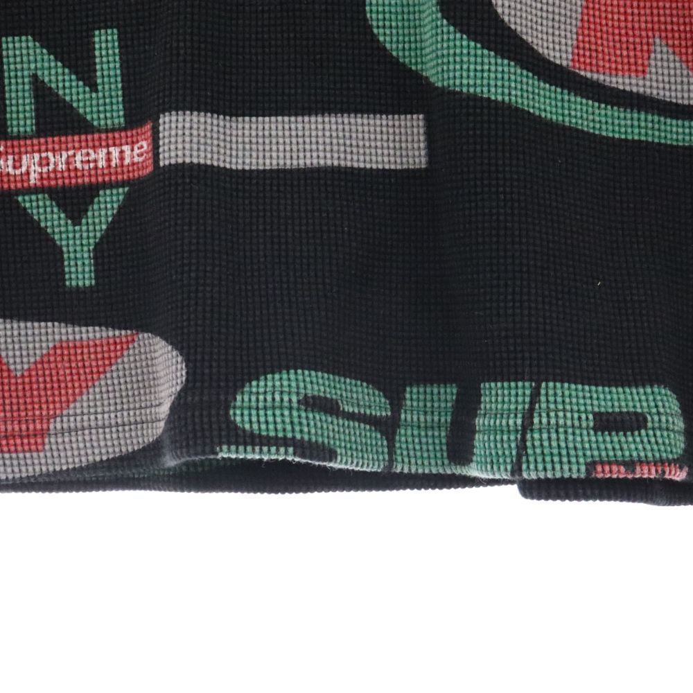 SUPREME18AW NY WAFFLE THERMAL ブラックシュプリーム SUPREME (シュプリーム) 18AW NY Waffle Thermal ワッフル