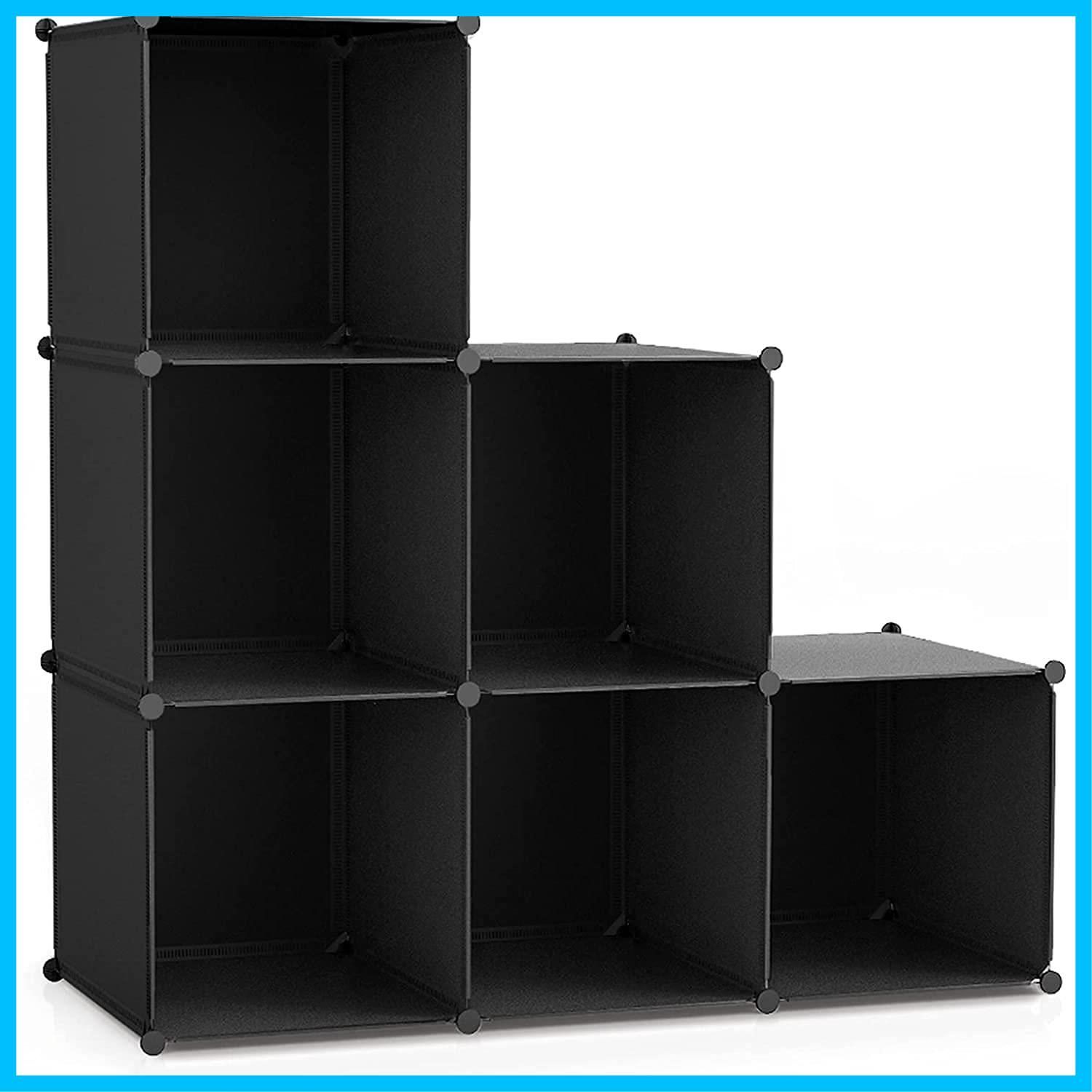 大容量収納ラック組み立て式1個幅30×奥行30×高30 16ボックス ブラック Vacplus 収納棚 大容量 収納ラック 組み立て式 整理棚 収納ボックス