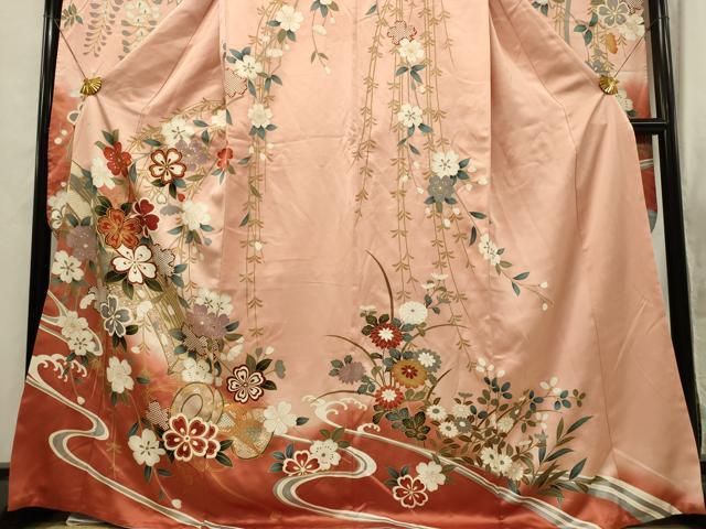 平和屋着物□豪華振袖 駒刺繍 枝垂れ花文 暈し染め 金彩 正絹