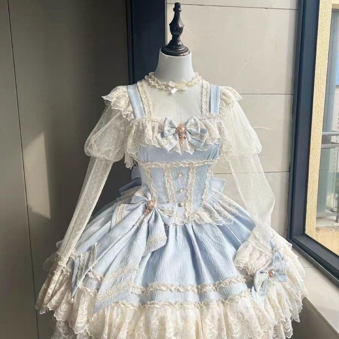 ゴスロリ・ロリータドレス 水色 水色 ロリータドレス フリル付き（Angelic Pretty ゴスロリ