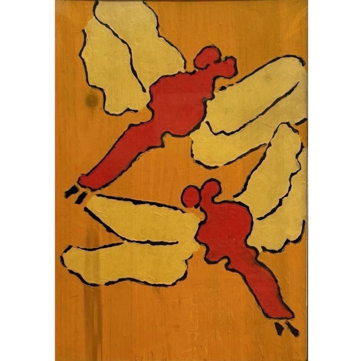 熊谷守一 あかとんぼ 油彩 共シール 文化勲章