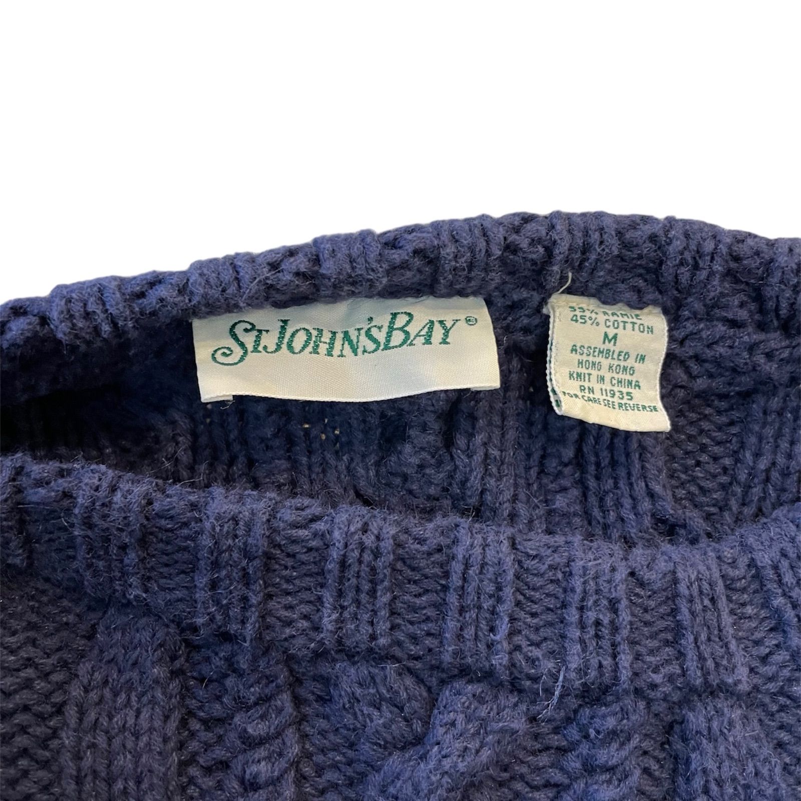 90s ST JOHNS BAY COTTON KNIT NAVY/M UT-693