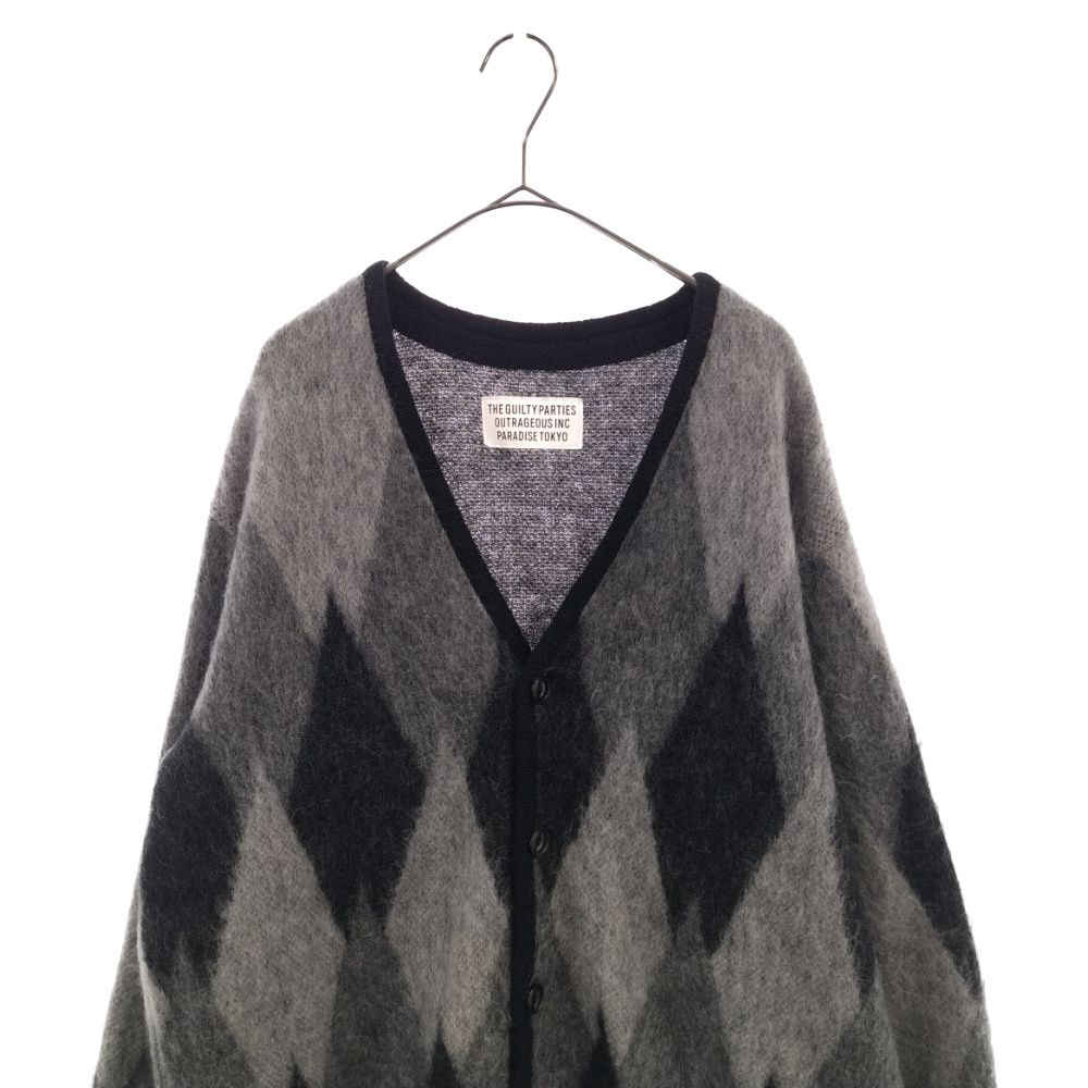 WACKO MARIA (ワコマリア) 20AW DIAMOND MOHAIR CARDIGAN ダイアモンド モヘア カーディガン ブラック/グレー  - メルカリ