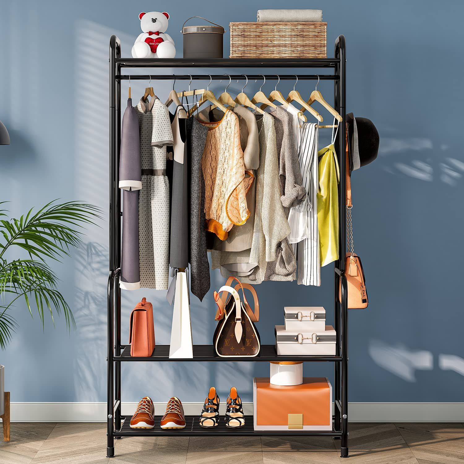 在庫 ブラック 75 40 168cm 組立簡単 耐腐食性 高耐荷重 防水 防サビ シングル フック付き おしゃれ 収納ラック 衣類収納 コート掛け 物干しスタンド 洋服ハンガー パイプハンガー ハンガーラック NEXPOTALLINN_EU