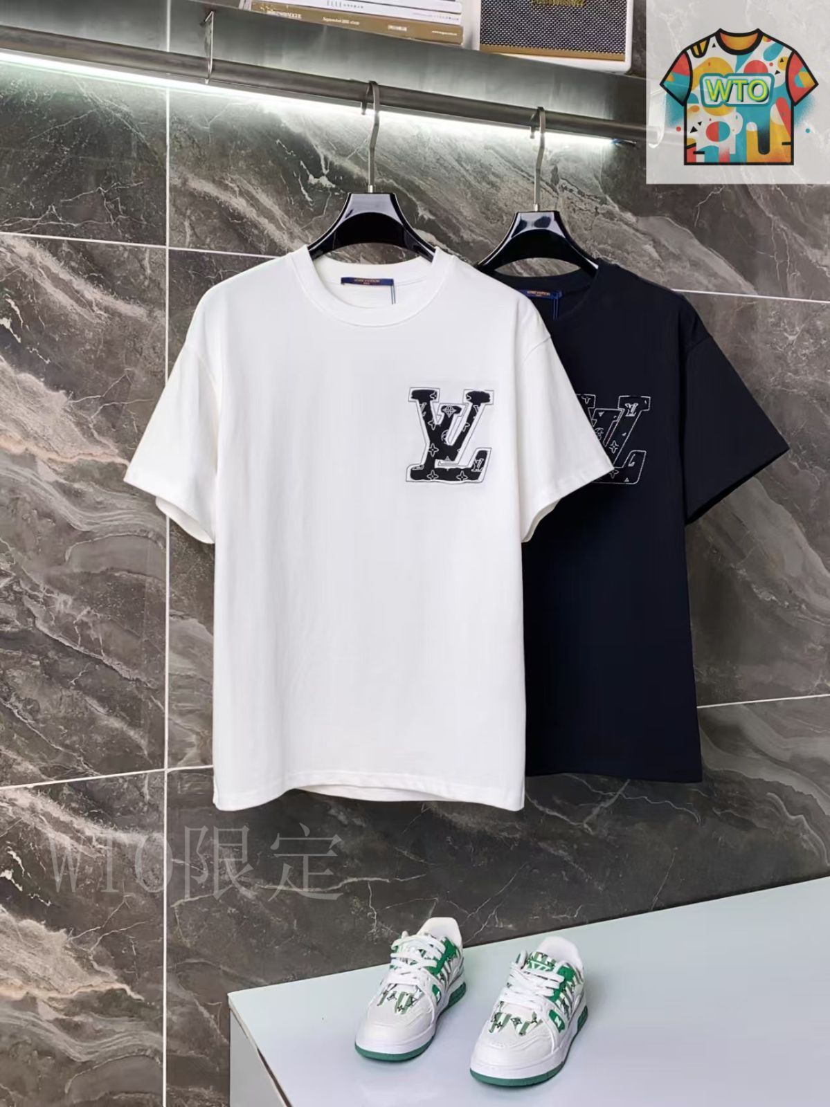 今日特価】Louis Vuitton New 320g 破壊刺繍ロゴ T シャツ-2